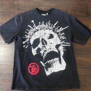 Hellstar Graphic Crowned Skull T-Shirt - Black,White,Red